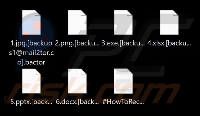 Ficheiros encriptados pelo ransomware Bactor (extensão .bactor)