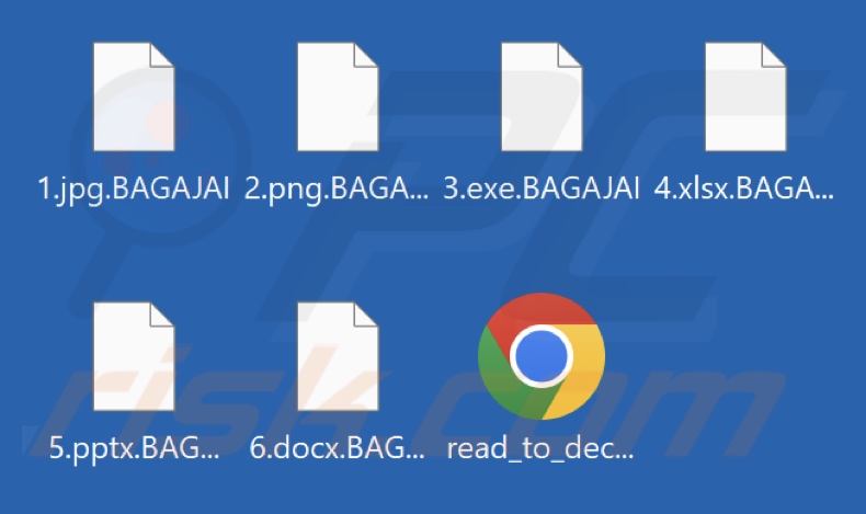 Ficheiros encriptados pelo ransomware BAGAJAI (extensão .BAGAJAI)