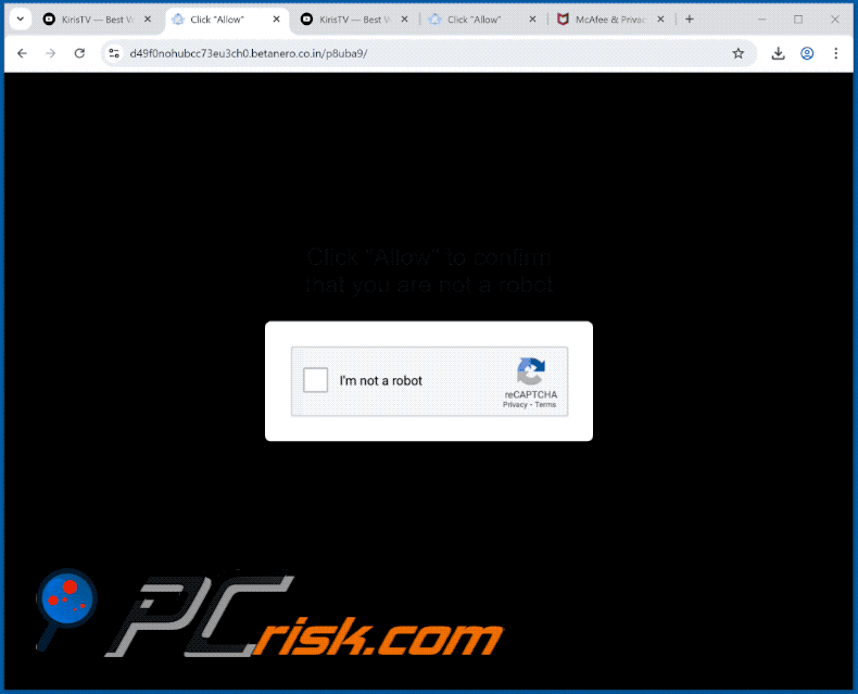 betanero.co[.]in aparência do site (GIF)