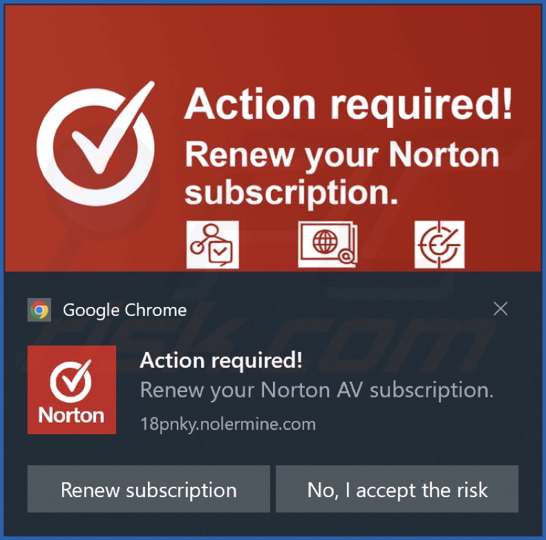 Anúncio apresentado pela página web nolermine[.]com