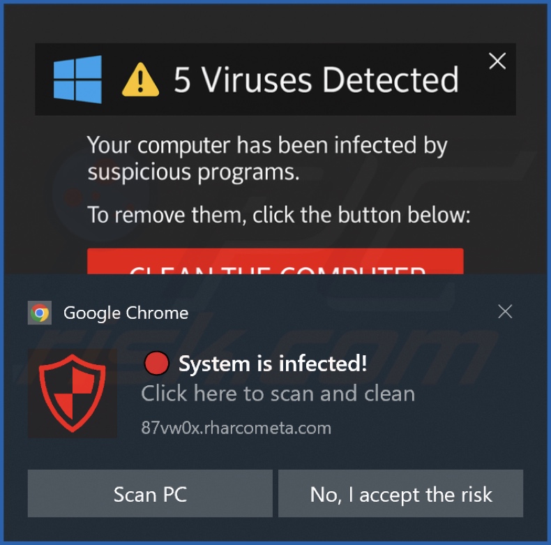 Anúncio apresentado pela página web rharcometa[.]com