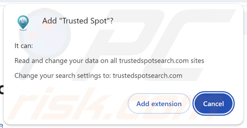Trusted Spot sequestrador de navegador a pedir permissões