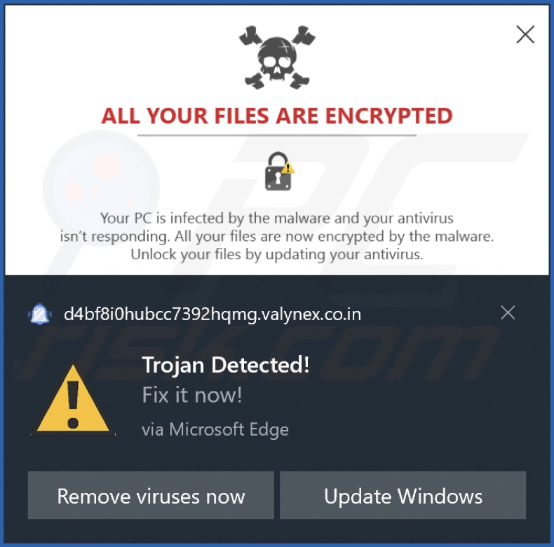 Anúncio apresentado pela página web valynex.co[.]in