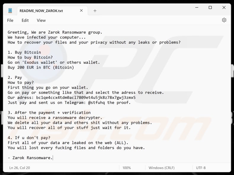 Zarok ransomware ficheiro de texto (README_NOW_ZAROK.txt)