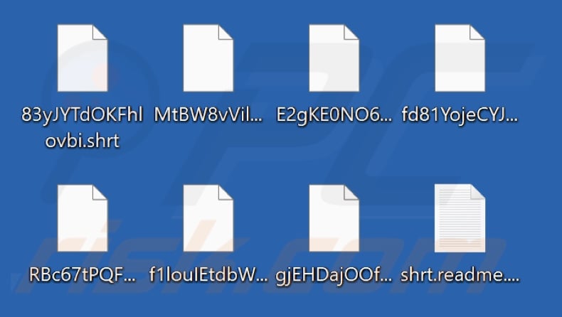 Ficheiros encriptados pelo ransomware Black Shrantac (extensão .shrt)