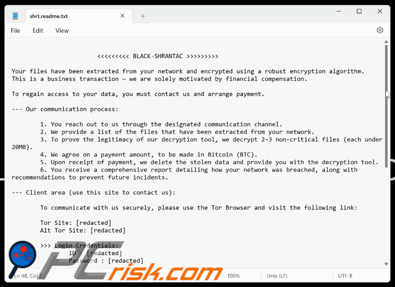 Black Shrantac ransomware nota de resgate (shrt.readme.txt) GIF