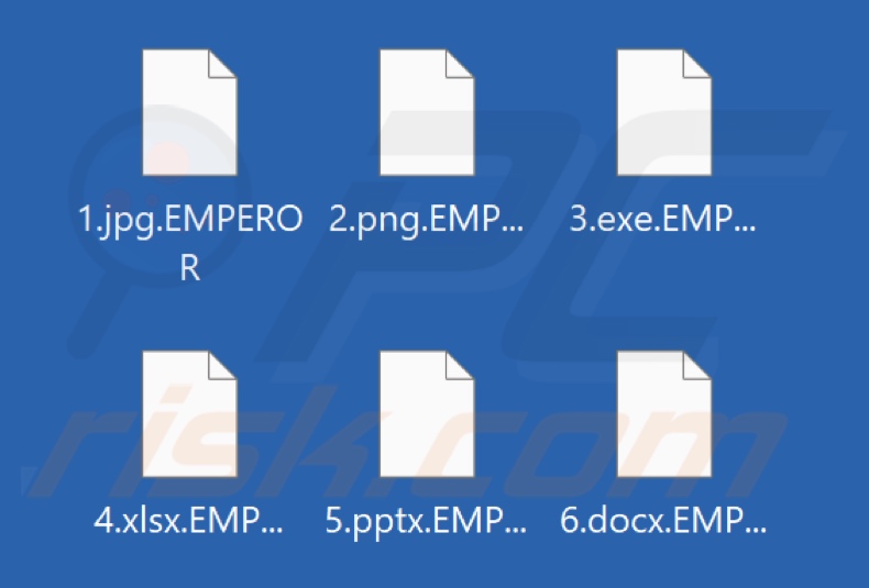 Ficheiros encriptados pelo ransomware Emperor (extensão .EMPEROR)