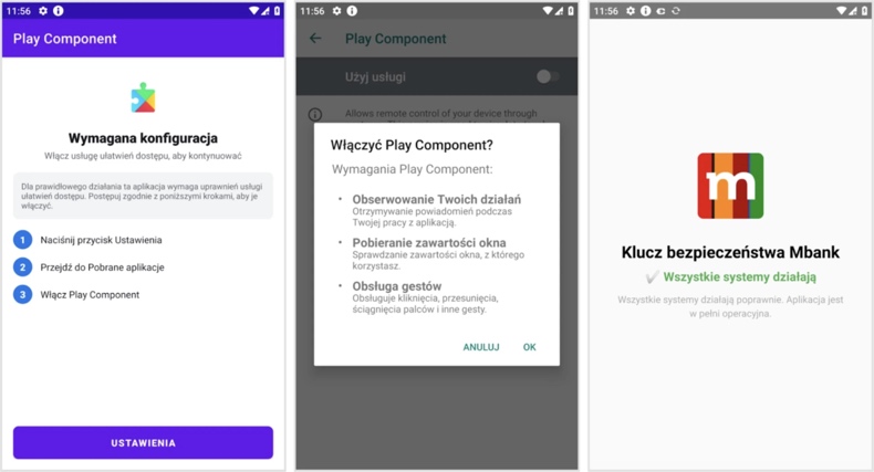 Etapas do serviço de acessibilidade do trojan FvncBot