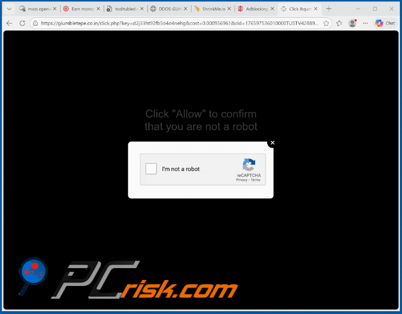 Aparência do site giumbletepe.co[.]in (GIF)