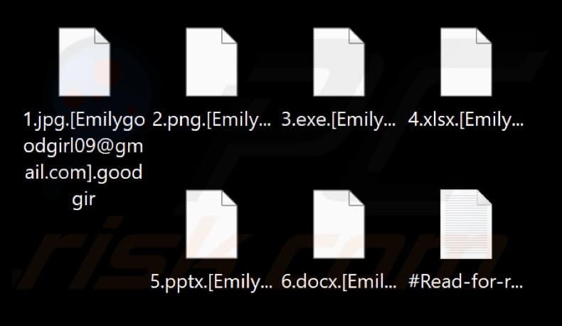 Ficheiros encriptados pelo ransomware GoodGirl (extensão .goodgir)