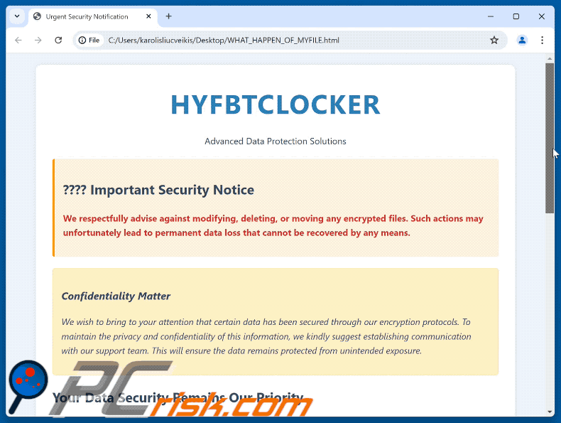 HYFBTCLOCKER ransomware nota de resgate (WHAT_HAPPEN_OF_MYFILE.html) GIF