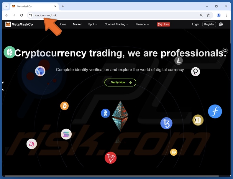 Site falso de verificação de identidade MetaMask
