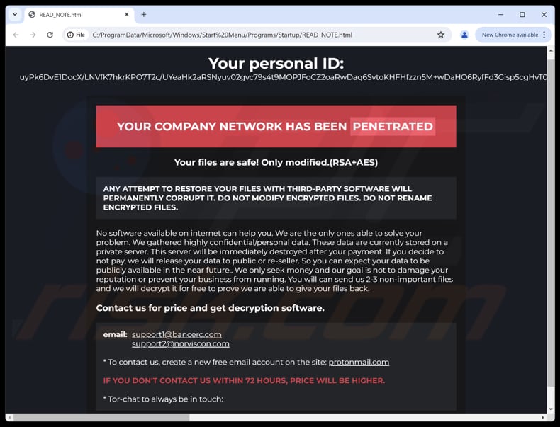 Ripper ransomware ficheiro de texto (READ_NOTE.html)