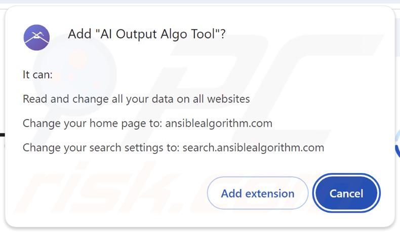 AI Output Algo Tool sequestrador de navegador a pedir permissões