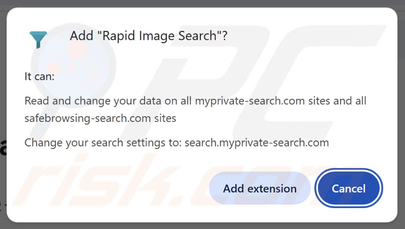 Rapid Image Search, um sequestrador de navegador que solicita permissões