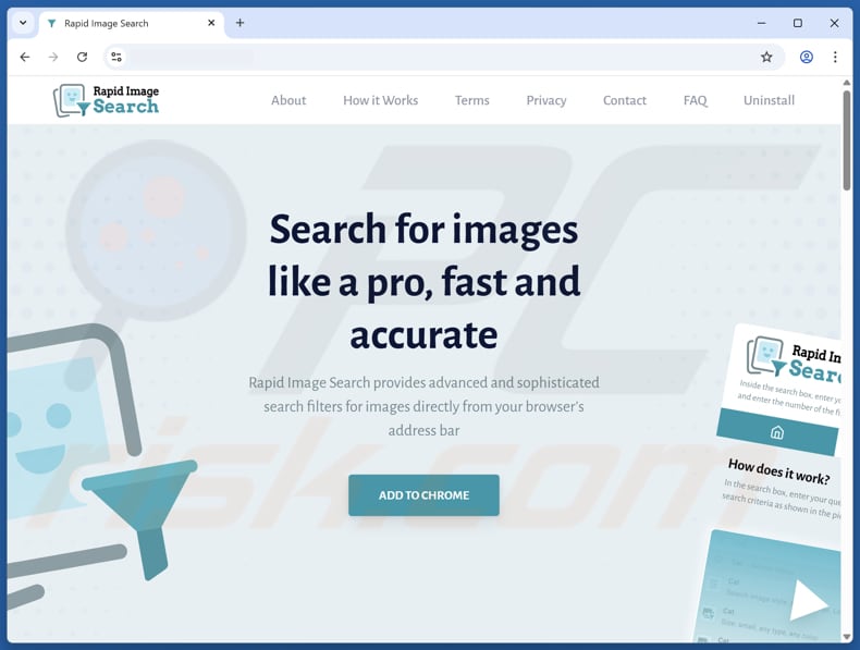 Site usado para promover o sequestrador de navegador Rapid Image Search