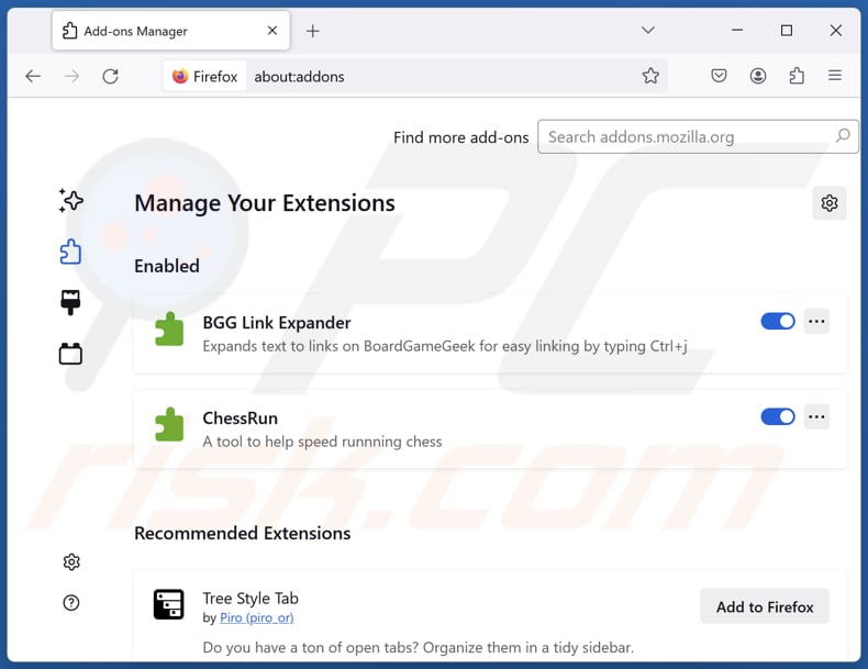 Remover extensões do Mozilla Firefox relacionadas com search.searchsafe.tech
