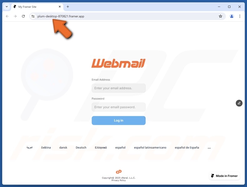 Security Challenges e-mail fraudulento promovendo site de phishing
