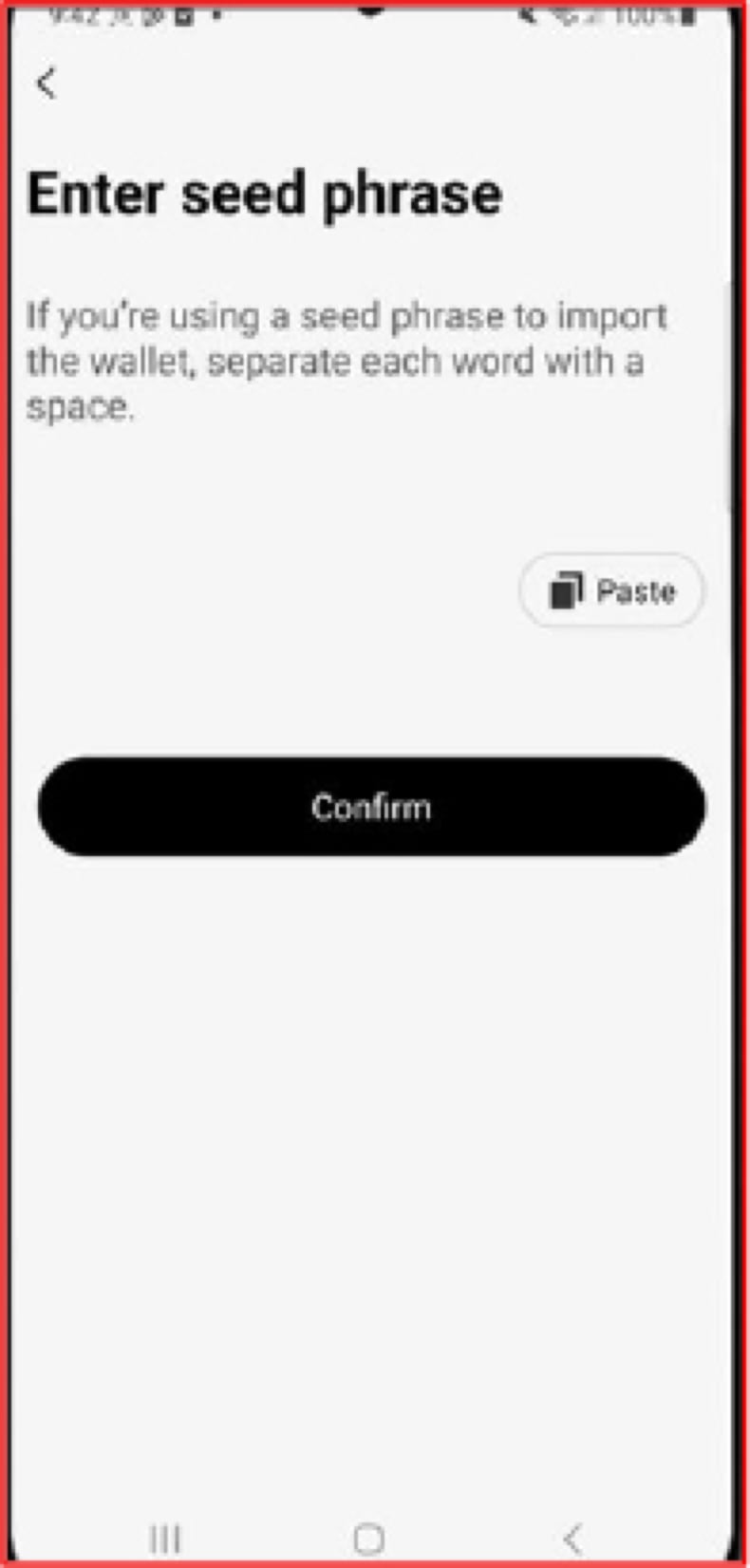 SeedSnatcher malware página falsa de importação de carteiras (fonte: cyfirma.com)