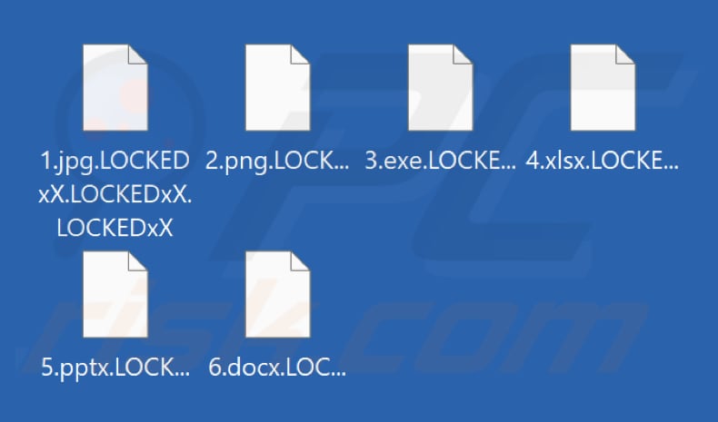 Ficheiros encriptados pelo ransomware ShadowLock (extensão .LOCKEDxX)