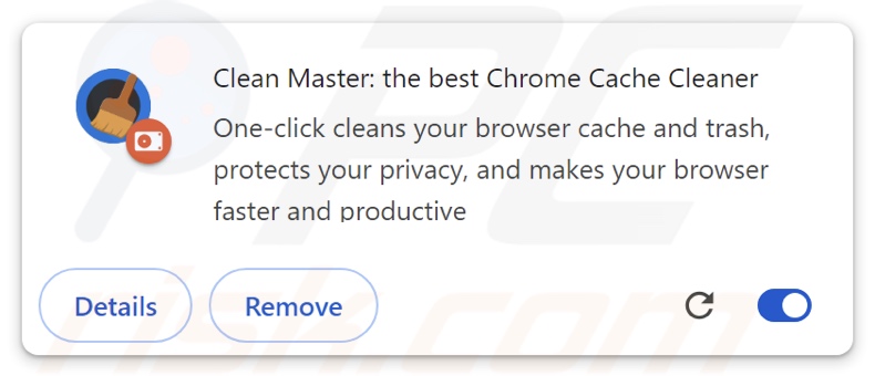 ShadyPanda extensão do navegador (Clean Master: the best Chrome Cache Cleaner)