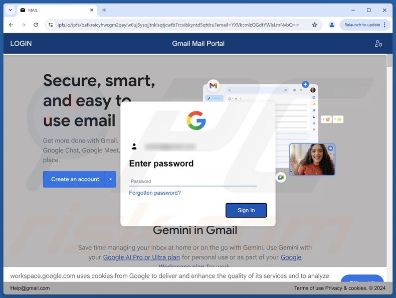 Special Christmas Bonus e-mail fraudulento promovendo site de phishing