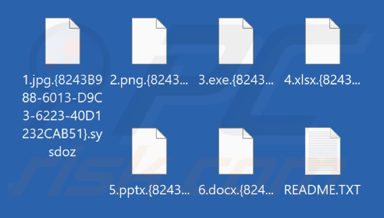 Ficheiros encriptados pelo ransomware Sysdoz (extensão .sysdoz)