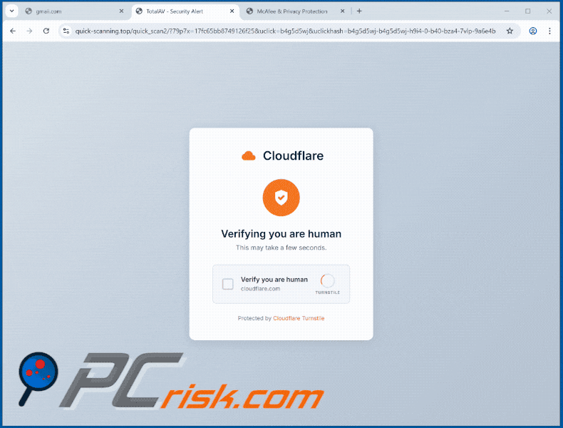 Aparência do TotalAV - Ameaça de segurança detetada como fraude