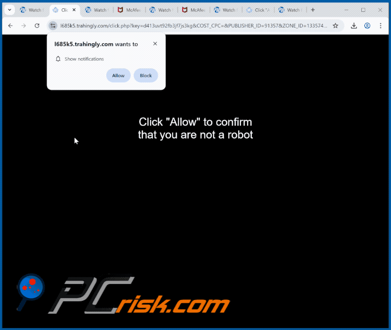 trahingly[.]com website aparência (GIF)