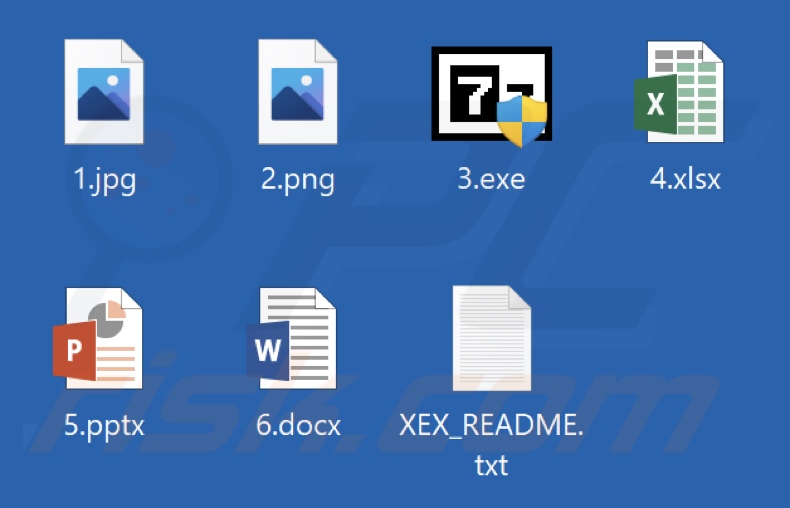 Ficheiros encriptados pelo ransomware XEX (sem extensão adicionada)
