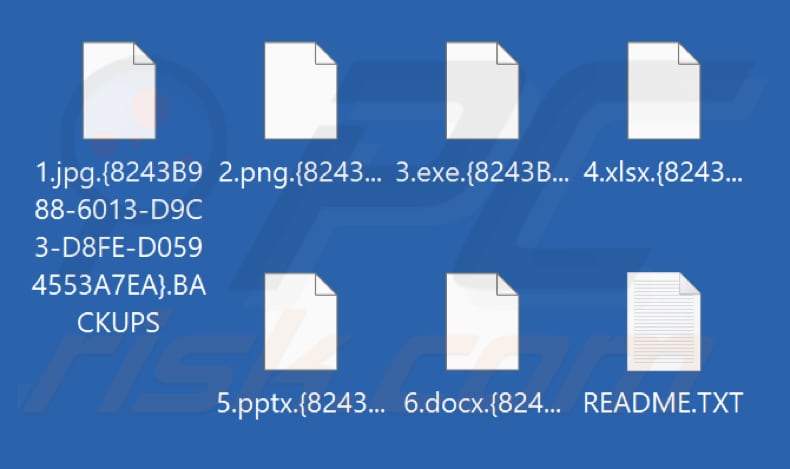 Ficheiros encriptados pelo ransomware Backups (extensão .BACKUPS)