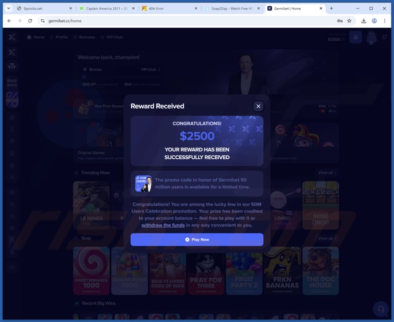Elon Musk Giveaway Scam recompensa falsa