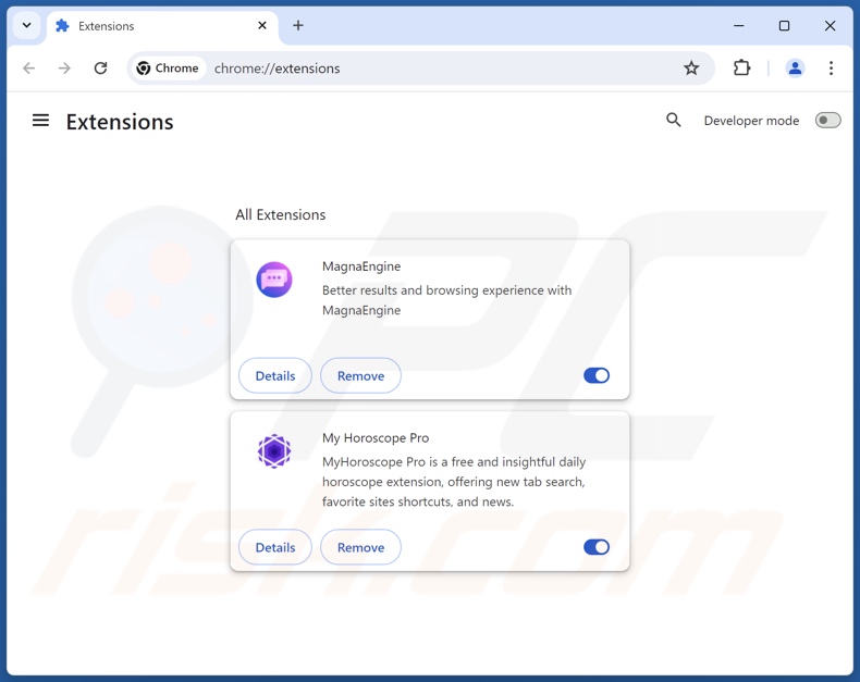 Remover extensões fraudulentas do Google Chrome passo 2