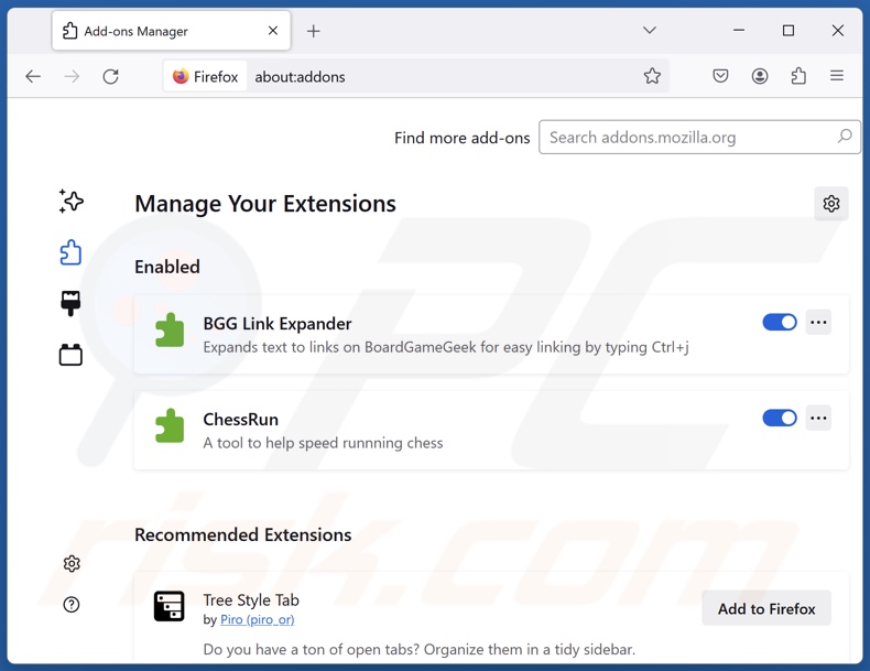 Remover extensões fraudulentas do Mozilla Firefox passo 2