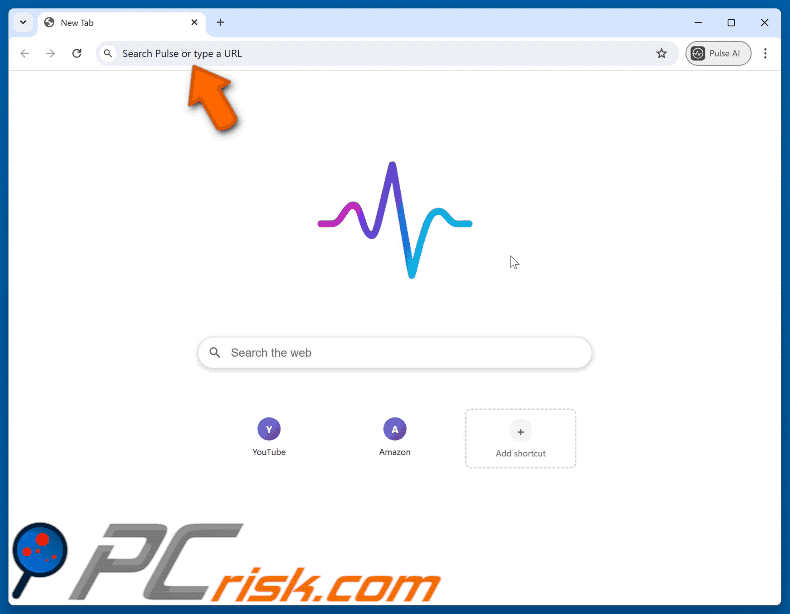 Aparência do Pulse a redirecionar via mypulsehome.com para o Yahoo (GIF)