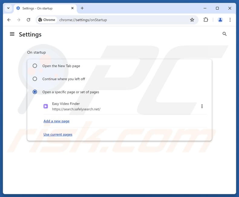 Removendo search.safelysearch.net da página inicial do Google Chrome