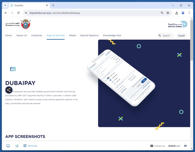 Dubai Pay - E-mail fraudulento sobre pedido de reembolso site real (digitaldubai.ae)