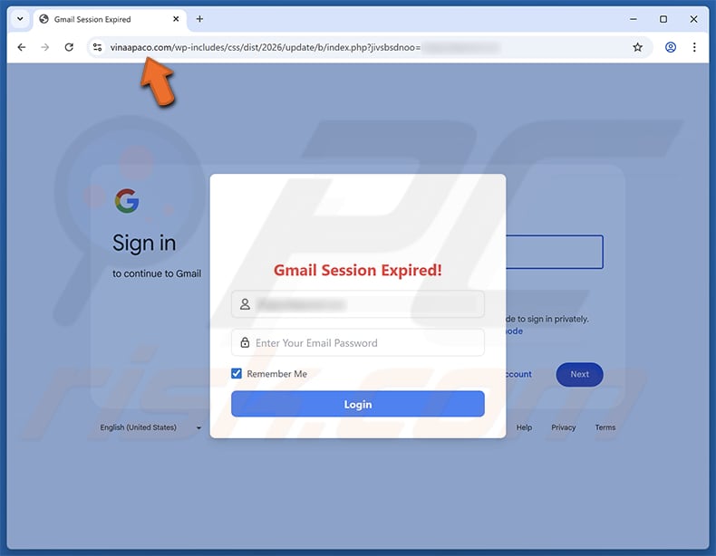 Unusual Activity On Your Account Site falso de fraude por e-mail