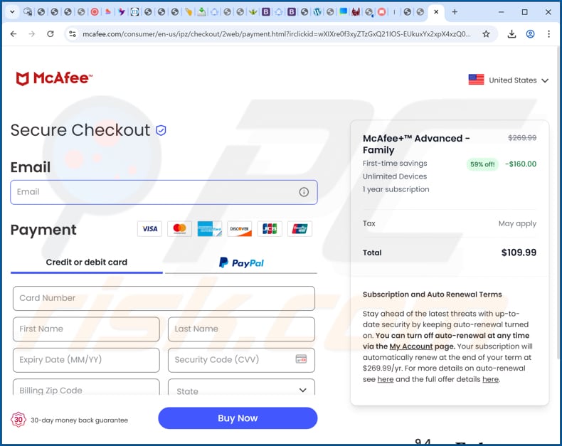 Promovido por um esquema de pop-up Your Google Account Was Hacked Site