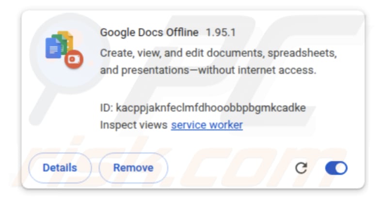 Extensão falsa Google Docs Offline