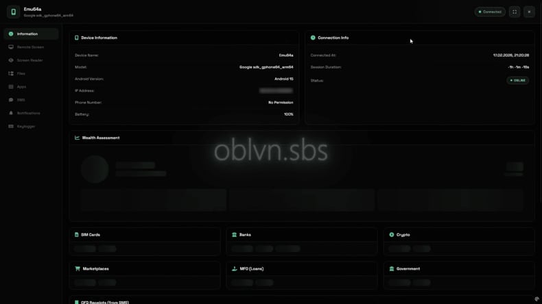 Oblivion RAT fonte do painel (iverify.io)