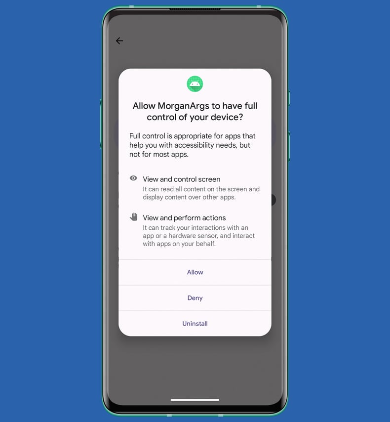 O malware PromptSpy solicita permissão para utilizar os serviços de acessibilidade (fonte: welivesecurity.com)