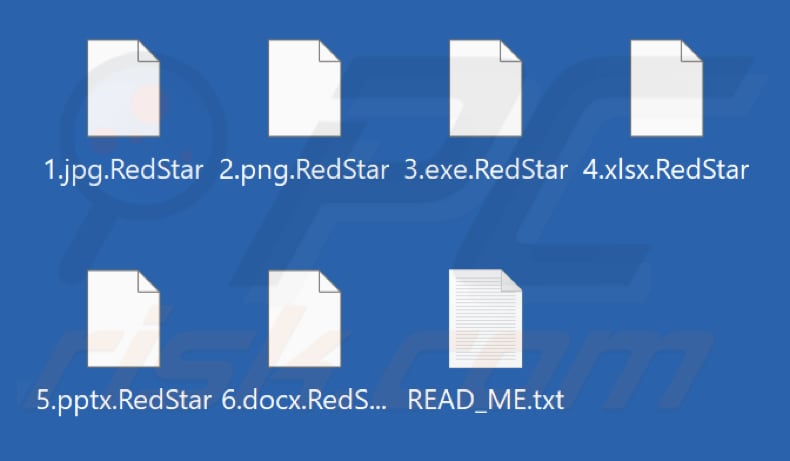 Ficheiros encriptados pelo ransomware RedStar (extensão .RedStar)