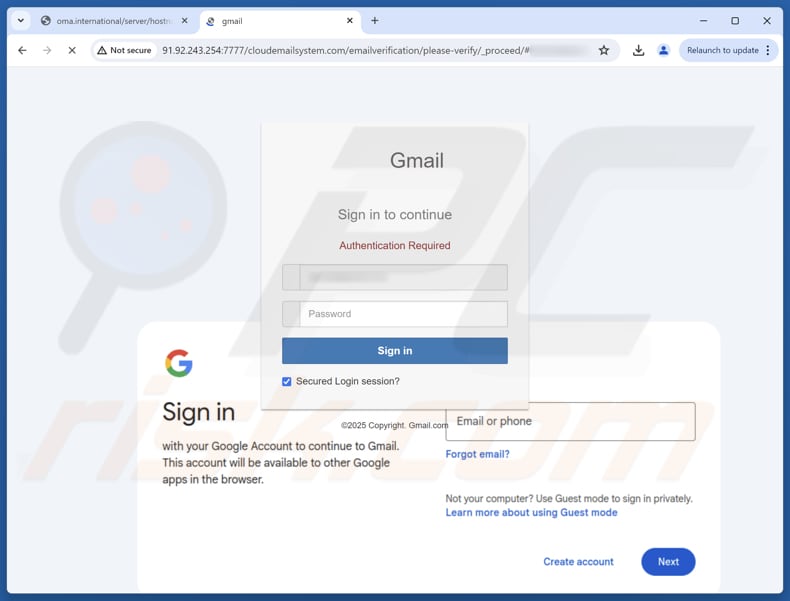 Your Account Will Be Disabled Site falso de fraude por e-mail