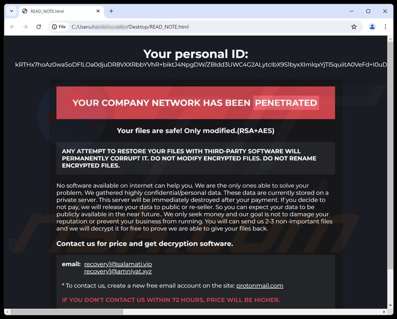 Zollo ransomware nota de resgate (READ_NOTE.html)