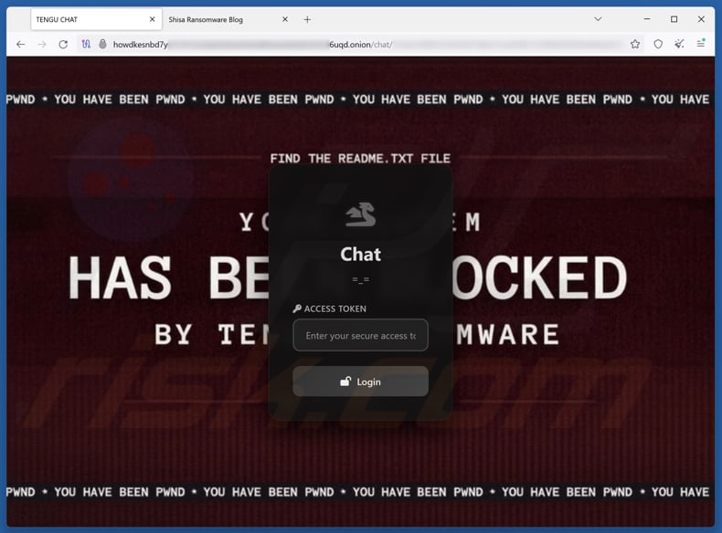Chat Tor do ransomware Black TENGU