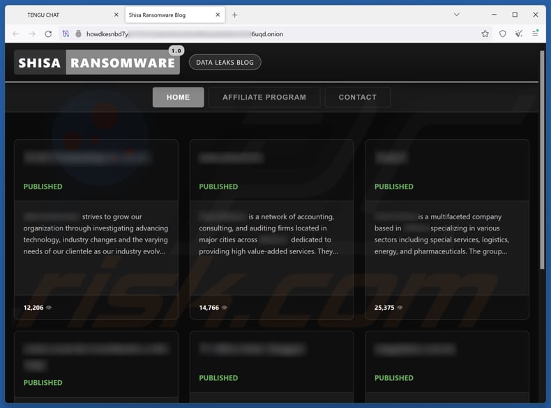 Site de fuga de dados do ransomware Black TENGU