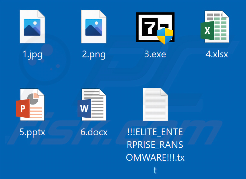 Ficheiros encriptados pelo ransomware Elite Enterprise (sem extensão adicionada)