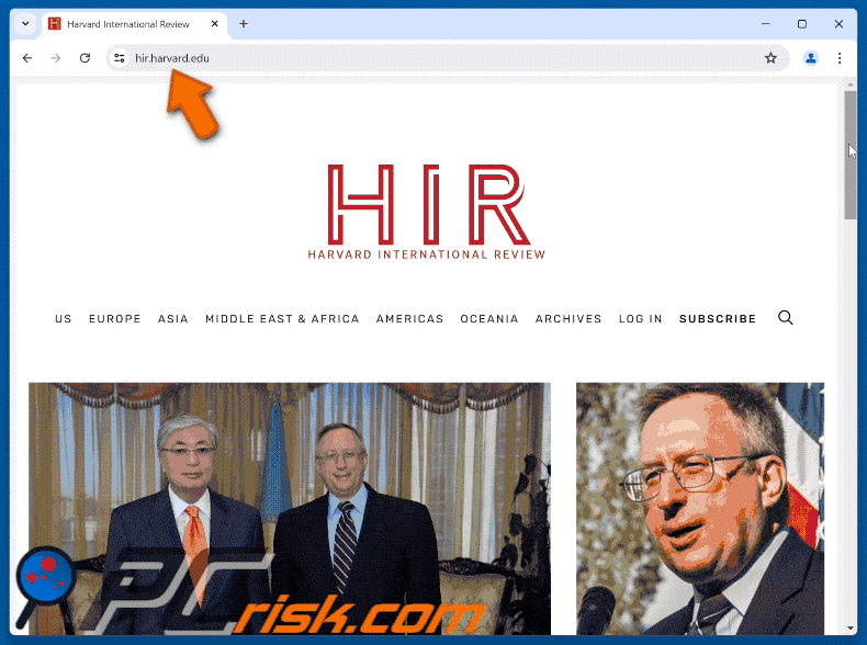 Aparência do Hir.harvard.edu ClickFix malware