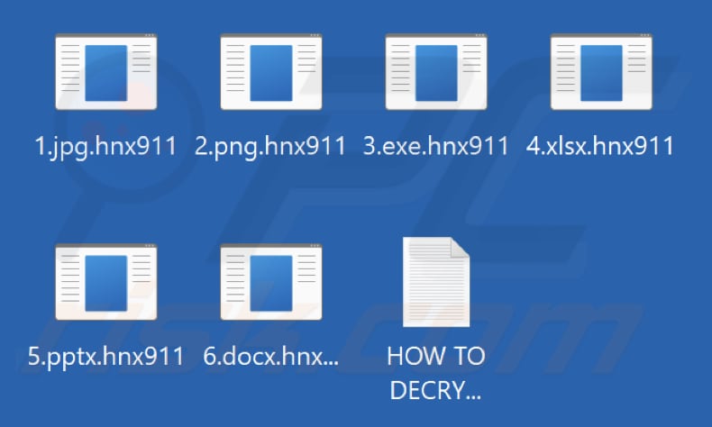 Ficheiros encriptados pelo ransomware Hnx911 (extensão .hnx911)